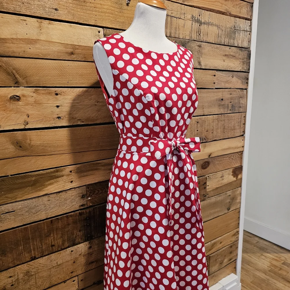Hanpceirs Retro Red & White Polka Dot Fit & Flare Dress size XL - Picture 2 of 9